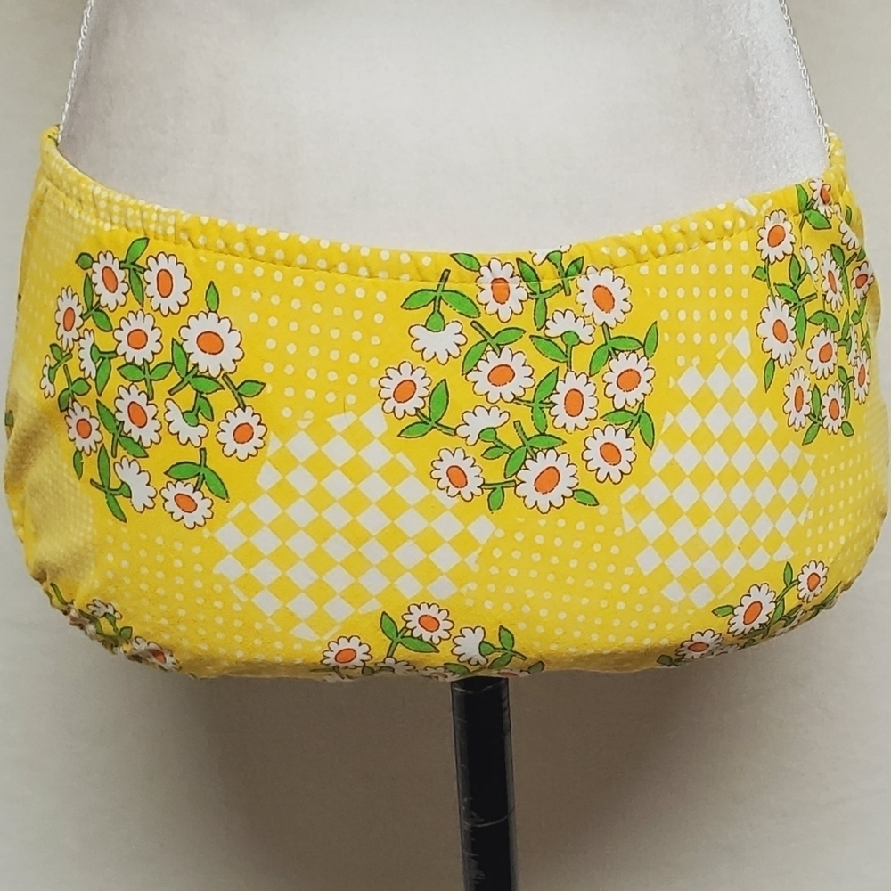 Rare Vintage 1960s Sears JR Bazaar Mod Yellow Checkered Daisy Full Apron Bikini - Picture 15 of 16